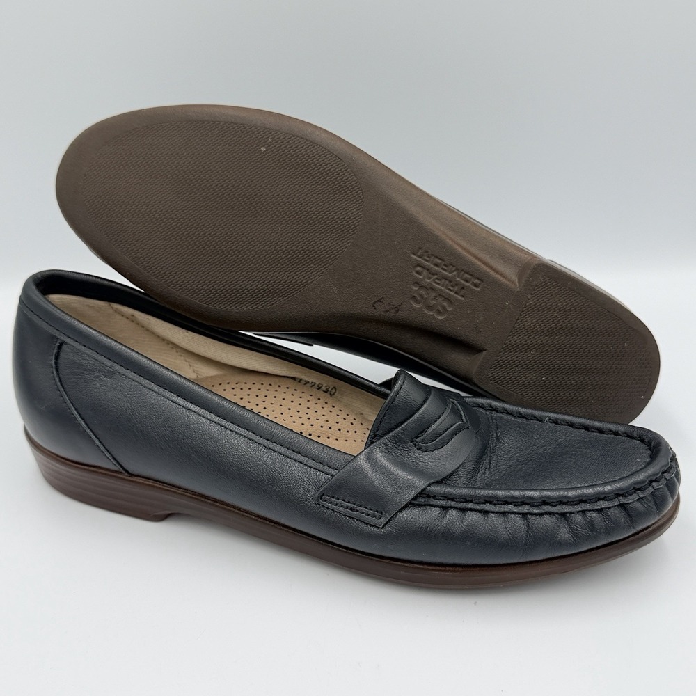 SAS Tripad Comfort Penny Loafers Black Leather Womens 7.5N‎ USA Made Shoes